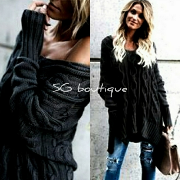 🆕⭐Black chunky cable knit tunic sweater - Picture 2 of 9